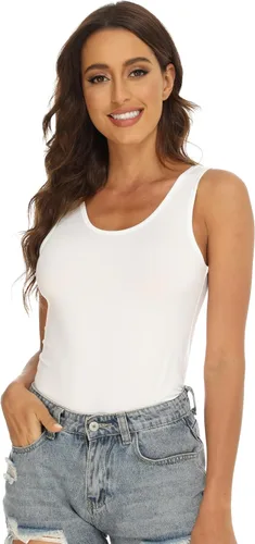 Vista 5 de BQTQ 5 camisetas básicas sin mangas para mujer, camisetas sin mangas para debajo de las camisas