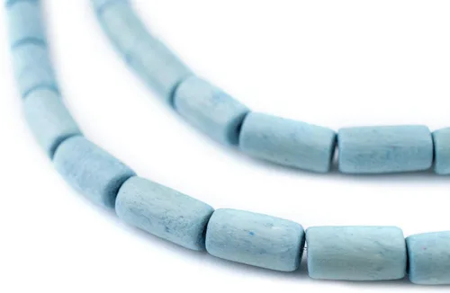 Vista 6 de TheBeadChest - Cuentas de madera natural de tubo azul azul (0.591 x 0.315 in): hilo de cuentas de madera ecológico orgánico para hacer joyas
