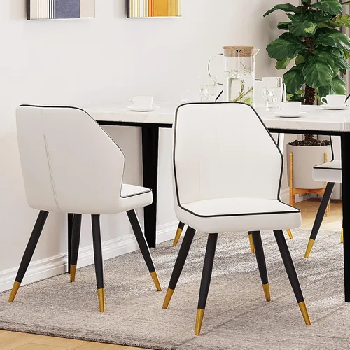 Vista 8 de Juego de 2 sillas de comedor, modernas sillas de comedor tapizadas sin brazos para cocina, comedor, escritorio, sillas laterales con patas de metal