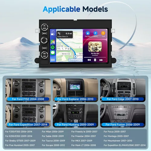 Vista 2 de 2+64G Android 13 Radio de coche estéreo para Ford F150 F250 F350 2004-2014, pantalla táctil de 7 pulgadas estéreo de coche con CarPlay inalámbrico