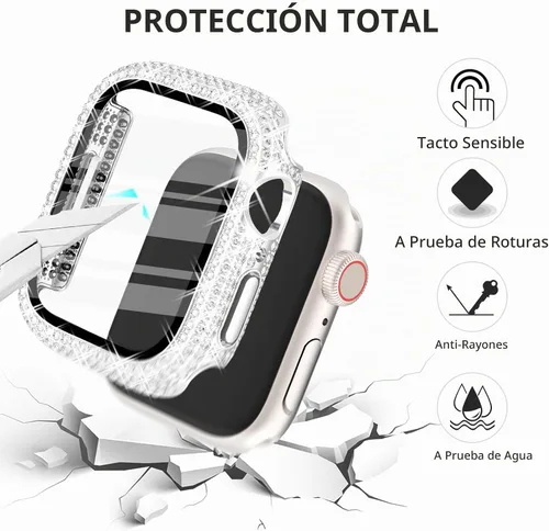 Vista 3 de CHANCHY Paquete de 4 fundas compatibles con Apple Watch de 1.732 pulgadas con protector de pantalla, 200 carcasas con diamantes de cristal