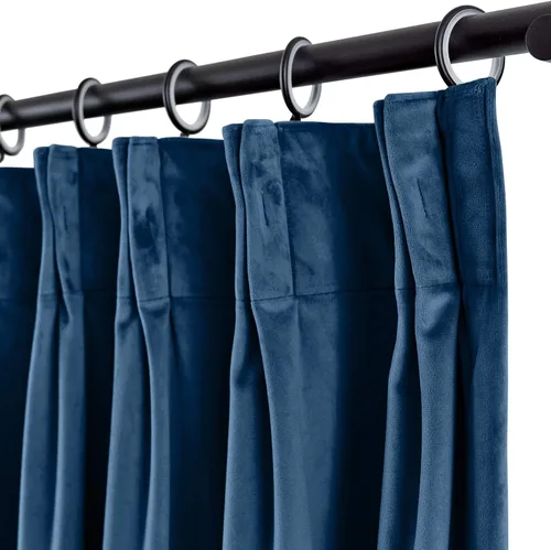 Vista 2 de Cortinas plisadas de doble pellizco extra largas sólidas de 2 pisos para ventana, sala, sala de teatro, oficina, sala, partición, atractivo Azul