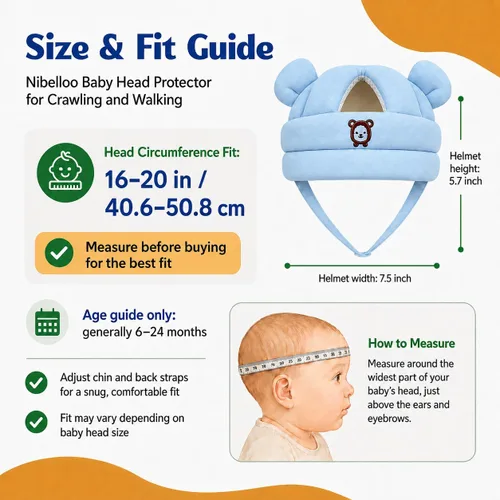 Vista 2 de Baby Head Protector for Crawling Walking, Infant Helmet with Foam Bumpers, Adjustable Baby Helmet for Crawling Walking, Toddler Helmet - Head Azul