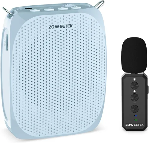 Vista 10 de ZOWEETEK Amplificador de Voz con Micrófono Inalámbrico de Solapa Lavalier para Maestros, Nuevo Sistema de Micrófono Personal 2025, Altavoz Portátil