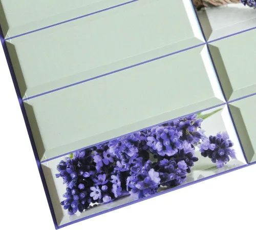 Vista 4 de Dundee Deco PG7037 Flores de lavanda sintética verde violeta, 3.1 pies x 1.6 pies, panel de pared 3D de PVC, decoración de paneles de pared