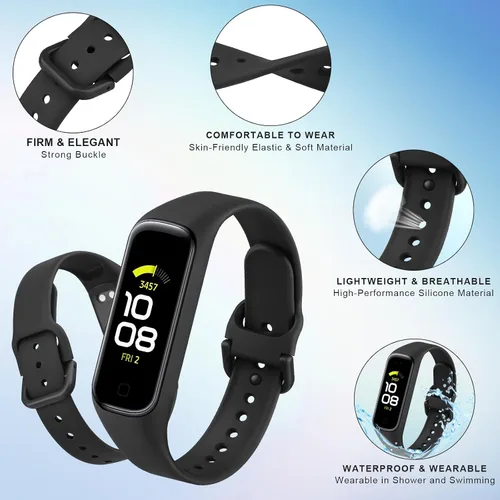 Vista 2 de Wanme Correas de repuesto para Samsung Galaxy Fit 2 Band para mujeres y hombres, paquete de 3 correas deportivas de silicona compatibles con Samsung