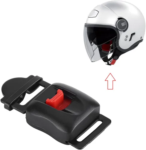 Vista 2 de 5 unids motocicleta cascos velocidad clip barbilla correa liberación rápida desconexión hebilla plástico metal motocicleta casco hebilla negro rojo