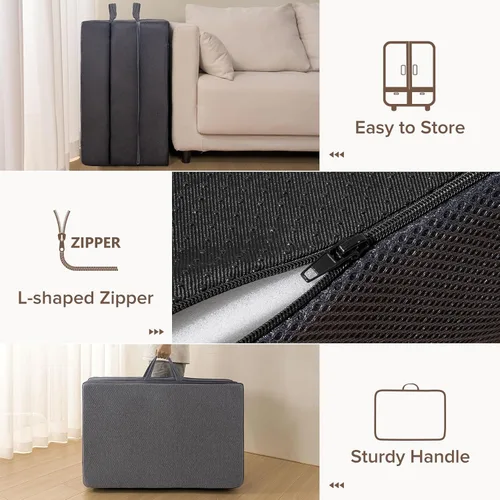 Vista 4 de Vamcheer Colchón Tri Plegable Tamaño Full – Colchón plegable de 6 pulgadas para viajes/RV/campamento/habitación de invitados/yoga, 73 x 52 x 6