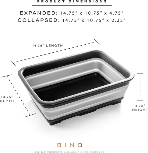 Vista 3 de BINO Lavabo plegable – Gris Tina portátil Cocina Camping Fregadero Artículos esenciales para el hogar Viaje de bebé Plato plegable