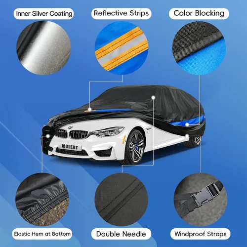 Vista 4 de Funda impermeable para cupé deportivo, impermeable, para todo tipo de clima, ajuste universal