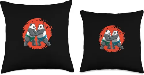 Vista 3 de Japanese Sumo Fighting Panda Gift Sumo Wrestling Funny Panda Japan - Almohada de 16 x 16 pulgadas, multicolor