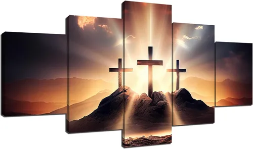 Vista 13 de Lienzo impreso con texto en inglés «The Cross of Jesucristo» (La cruz de Jesucristo), cuadro cristiano religioso, arte de pared, pintura