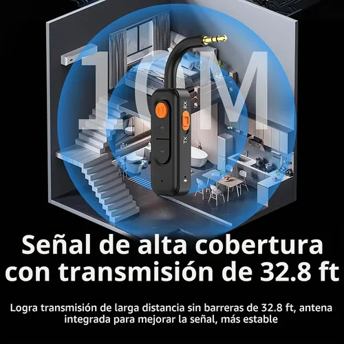 Vista 6 de Receptor transmisor de audio Bluetooth 5.4 con baja latencia, adaptador AUX Bluetooth de coche de 0.1 in con micrófono integrado para llamadas manos