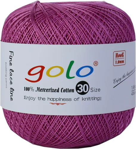 Vista 28 de Golo 3 bolas de hilo de ganchillo tamaño 30, hilo de bordar y lana para tejer a mano para calados 045 000-045 Rojo Caliente