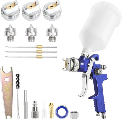 Vista 13 de HVLP Mini Pistola Pulverizadora de Pintura con Boquilla de 0.8 mm, Capacidad de 125 cc, Pistola Pulverizadora de Pintura con Alimentación por
