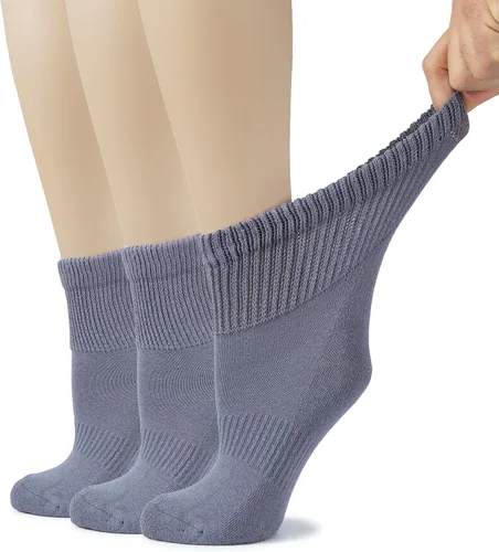 Vista 39 de Hugh Ugoli Calcetines tobilleros de algodón para mujer para diabéticos, anchos, sueltos, elásticos, puntera sin costuras, semiacolchado superior sin