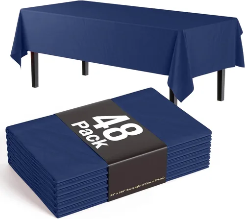 Vista 15 de Exquisite Mantel rectangular negro de 54 x 108 pulgadas, paquete de 48