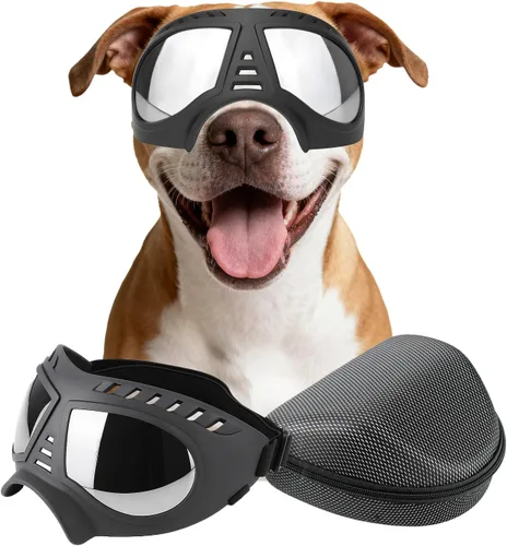 Vista 8 de Gafas de sol para perros de razas grandes, antirayos UV para protección facial completa, máscara para mascotas con agujeros transpirables