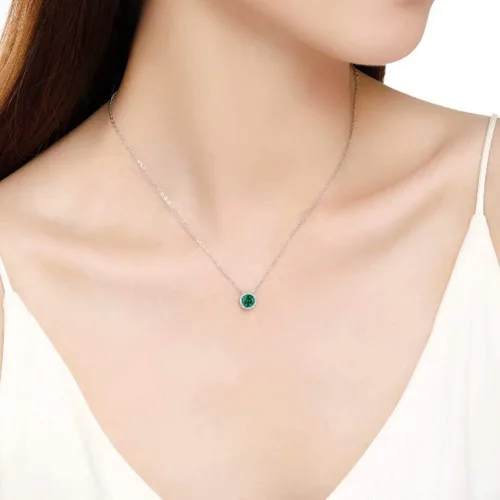 Vista 2 de Presentski Collar de piedra natal para mujer plata de ley 925 colgante solitario delicado collar regalos de cumpleaños para mujeres y niñas collares