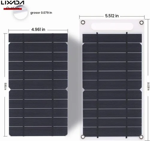 Vista 8 de Lixada Cargador de panel solar Puerto USB portátil de alta potencia en forma de papel monocristalino de silicona para teléfono celular Camping