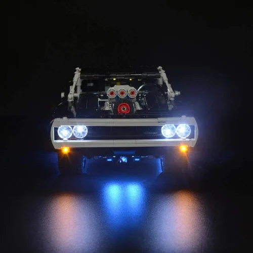 Vista 2 de Juego de luces LED compatibles con Lego Technic Fast & Furious Dom, Dodge Charger, iluminación para Lego 42111 modelo de bloques de construcción