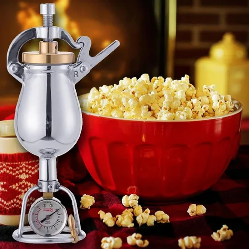 Vista 6 de Mini máquina para hacer palomitas de maíz con nostalgia retro, máquina de palomitas de maíz, pequeño amplificador de pellets de acero inoxidable