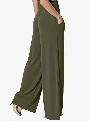 Vista 3 de Dokotoo Pantalones de pijama de pierna ancha para mujer, pantalones de yoga fluidos, pierna recta, cintura alta, pantalones palazzo elásticos