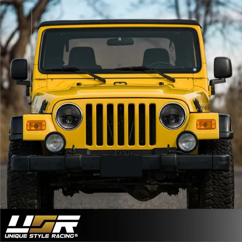 Vista 9 de USR 97-06 Wrangler TJ Faros LED de proyector redondos de 7" Pulgadas H6024 con carcasa negra 6024 Haz alto/bajo, faro sellado H6014 (Par) Compatible