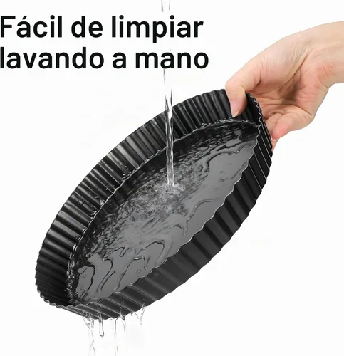 Vista 3 de Tosnail Paquete de 2 sartenes antiadherentes para quiche de 9 pulgadas con parte inferior suelta extraíble