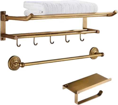 Vista 9 de High-End Retro Copper Bathroom Hardware Set – American and European Style Towel Rack Combination [Various Designs Available],Bath Towel Rack