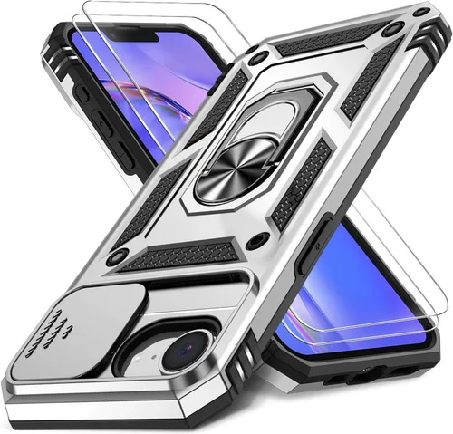 Vista 54 de Funda HakkTaoo para iPhone 13/iPhone 14 de 6.1 Pulgadas con Funda Deslizante para Cámara + Protector de Pantalla (2 Paquetes), Funda Protectora a