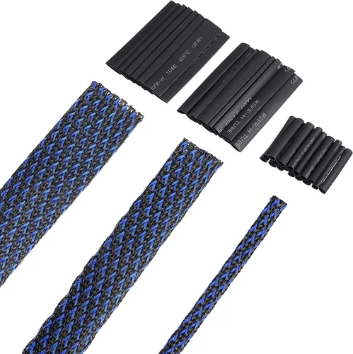 Vista 8 de Boao Funda trenzada expandible de PET de 50 pies, funda trenzada de telar de alambre con 127 tubos retráctiles para audio, video y otros