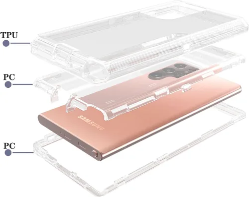 Vista 3 de Funda protectora 3 en 1 para Samsung Galaxy S22 Ultra, probada contra caídas militares, funda protectora resistente a prueba de golpes para Galaxy