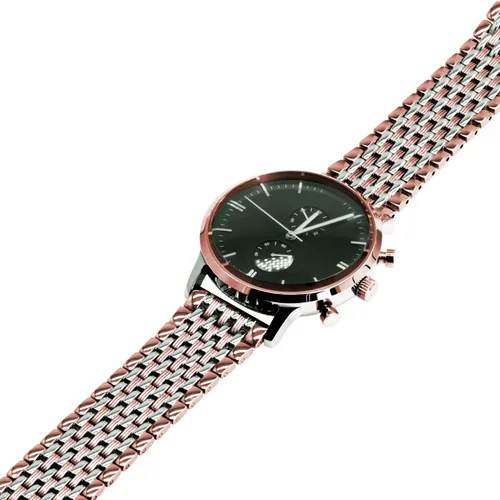 Vista 5 de Correa de reloj de metal de dos tonos con grabados cónicos de acero inoxidable para hombres y mujeres de 0.709 in, 0.787 in, 0.866 in, color negro