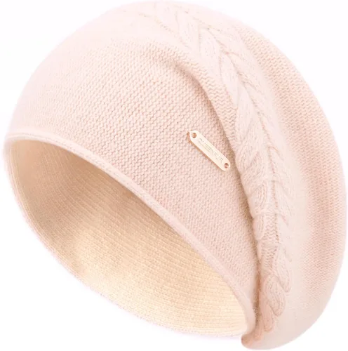 Vista 10 de Gorros de Punto Holgados para Mujeres de Cachemira Gorro de Esquí de Lana Tejida Suave y Cálido Gorro de Invierno A01-beige