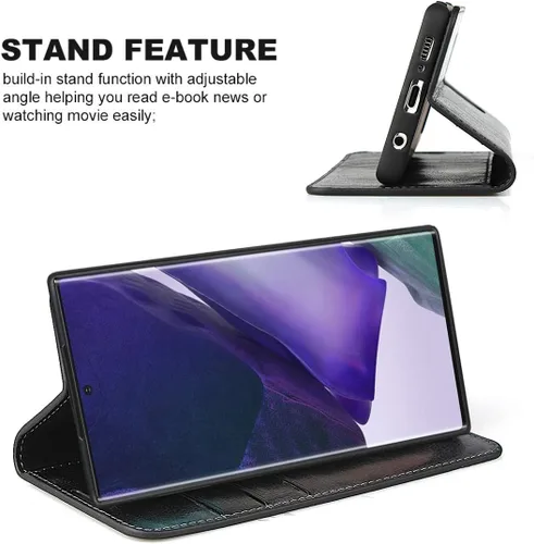 Vista 5 de iCoverCase Funda tipo cartera para Samsung Galaxy Note 20 Ultra con ranuras para tarjetas, función atril de cuero premium con función de atril