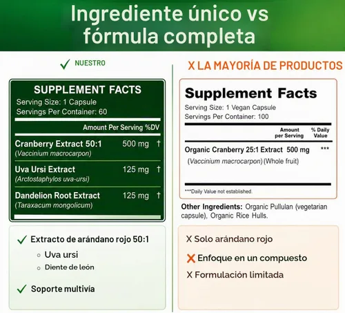 Vista 7 de Cápsulas de extracto de arándano 50:1 concentrado de fruta entera, con diente de león y Uva Ursi, fórmula herbaria de alta potencia, soporte