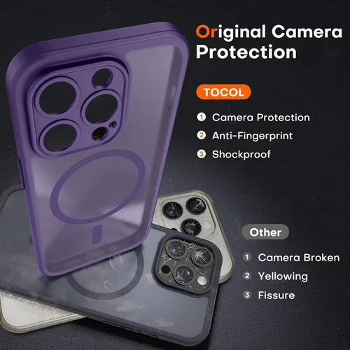 Vista 299 de TOCOL Funda para iPhone 11, compatible con Magsafe, protección completa de cámara, imanes integrados, protección contra caídas, funda translúcida