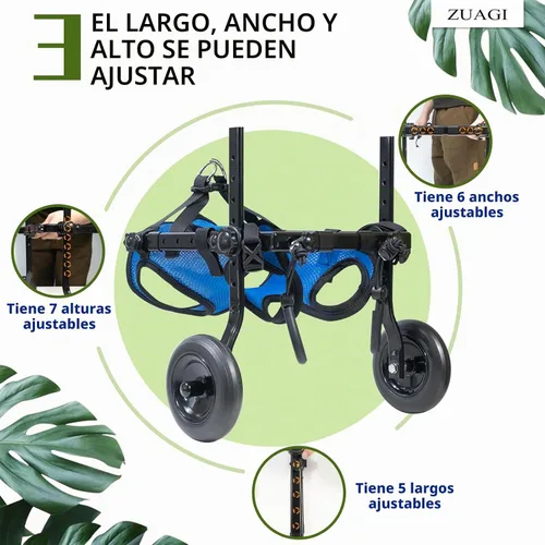 Vista 3 de Soporte de pierna y cadera para perro para silla de ruedas para mascotas, silla de ruedas para patas traseras, carrito ajustable para mascotas