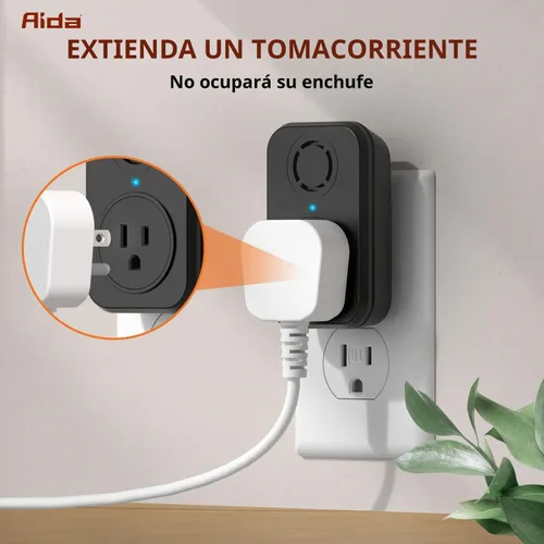Vista 2 de AIDA - Timbre inalámbrico, timbre autoalimentado con tomacorriente adicional, botón de presión sin necesidad de batería, timbre de puerta Negro