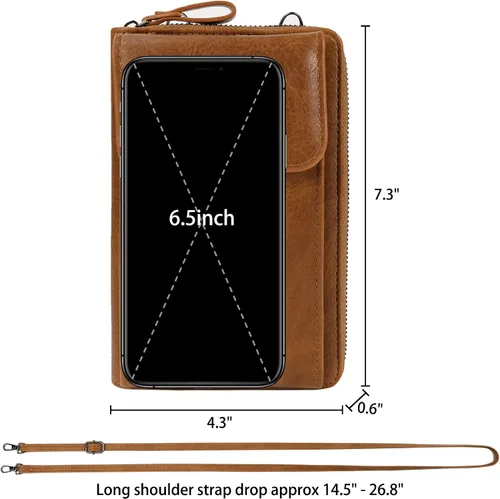 Vista 5 de Bolso bandolera pequeño de cuero para mujer, con ranura para tarjetas