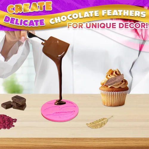 Vista 5 de Molde de plumas para chocolate, silicona flexible, diseño 3D, 0.3 pulgadas
