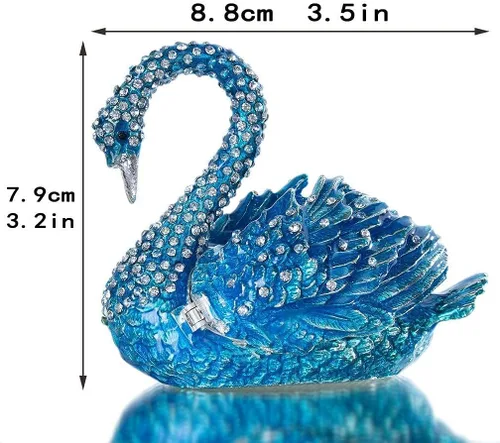 Vista 2 de YU FENG Caja de baratijas de cisne con bisagras y figura de león de cristal coleccionable