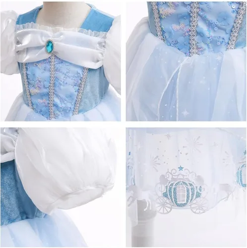Vista 7 de Vestido de Cenicienta para niñas, disfraz de princesa para Halloween, cosplay, cumpleaños, concurso, Navidad, fiesta de noche