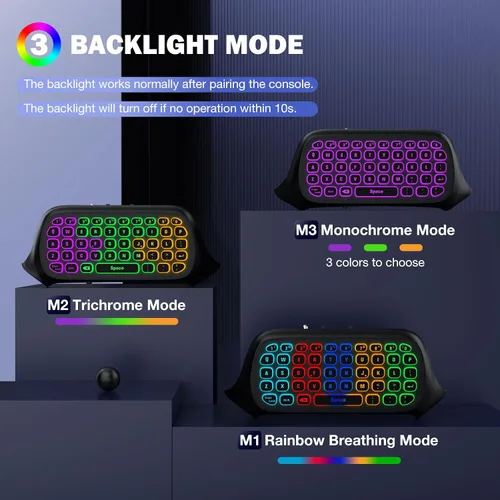 Vista 3 de MoKo RGB Backlight Keyboard for Xbox One Controller, Xbox Series XS, Wireless Chatpad Keypad w 2.4G Receiver, Xbox Accessories for Xbox One SElite