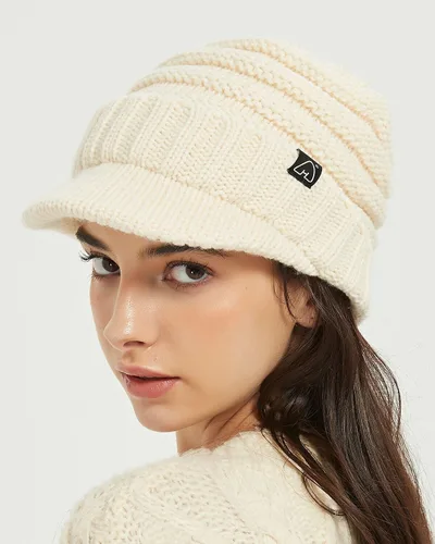 Vista 2 de Hat Hut Gorros de invierno para mujeres y hombres, con forro de satén, gorro de invierno para mujer, gorro con visera de ala