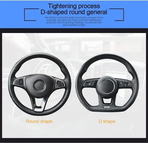 Vista 4 de Funda de volante de cuero, protector elástico de volante de auto, funda de volante universal de 15 pulgadas antideslizante transpirable sin olor