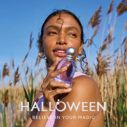 Vista 2 de Halloween Eau De Toilette para mujer. Fragancia floral marina de larga duración con notas de violeta, magnolia y pimienta