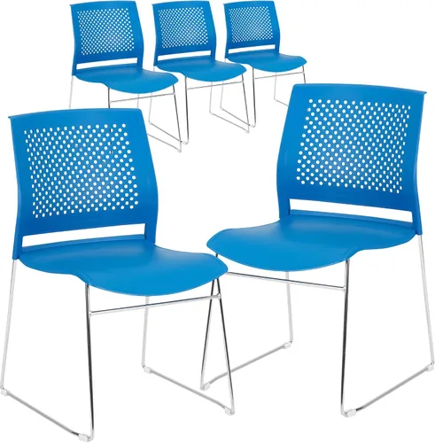 Vista 15 de Norwood Silla apilable de oficina con base de trineo cromado, con respaldo perforado (paquete de 5)