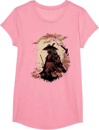 Vista 97 de Camiseta estética vintage samurái de arte japonés samurái retro cereza, Negro